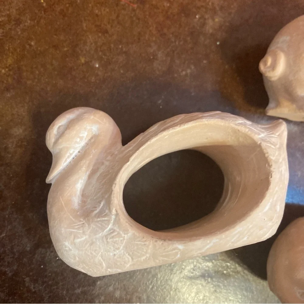 Set of 6 Terra Cotta White Washed Animal Napkin Rings